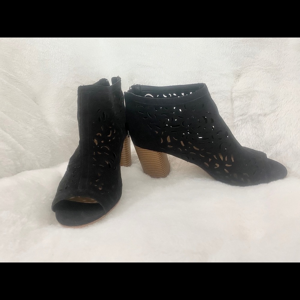 Black Peep Toe Booties